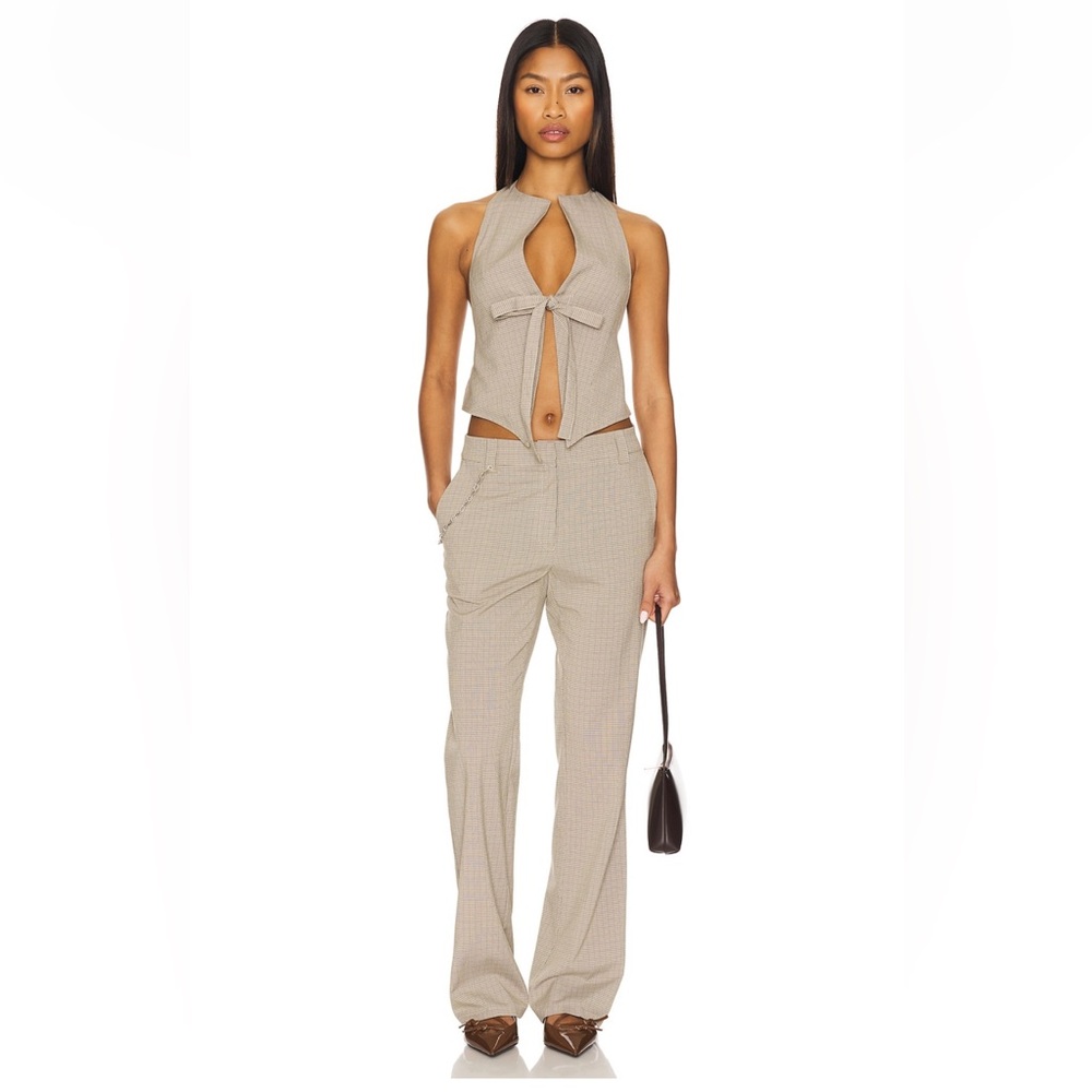 Lioness Bessette Pant Beige Gingham M
